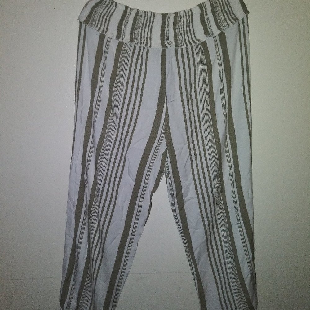 Ashley Stewart Striped Linen Pant